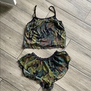 Camo Print Lace Women's Intimates Set